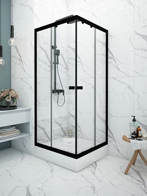 Душевое ограждение Метакам Universal Black (прозрачное), 195 см. стекло 4 мм 90*90