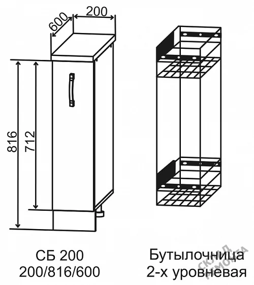 Фото Шкаф нижний ДСВ СБ 200 (бутылочница) – купить в Пензе: цена, описание, фото. Интернет-магазин 2